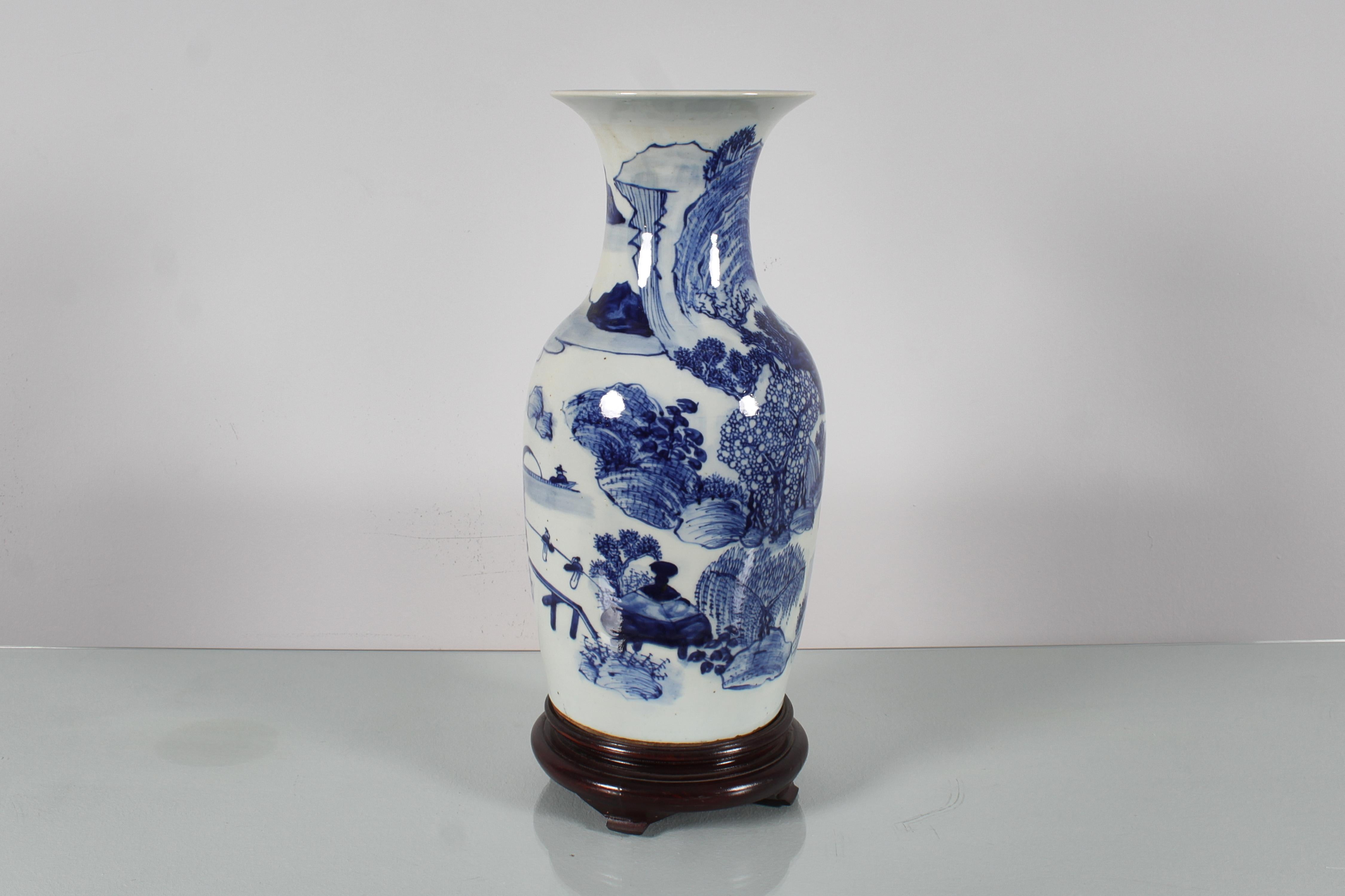 Ceramic Asian Art Qing Dynasty (presum.) Blue and White Porcelain Vase XIX° sec. China For Sale