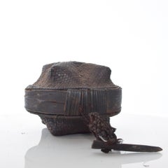 Asiatisches antikes Reiskorb-Set aus asiatischem Bambus mit Deckel für Speiseschalen, klein und groß