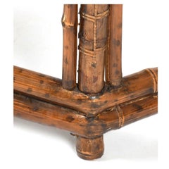 Tavolo esagonale asiatico in bambù traforato con piano laccato rimovibile