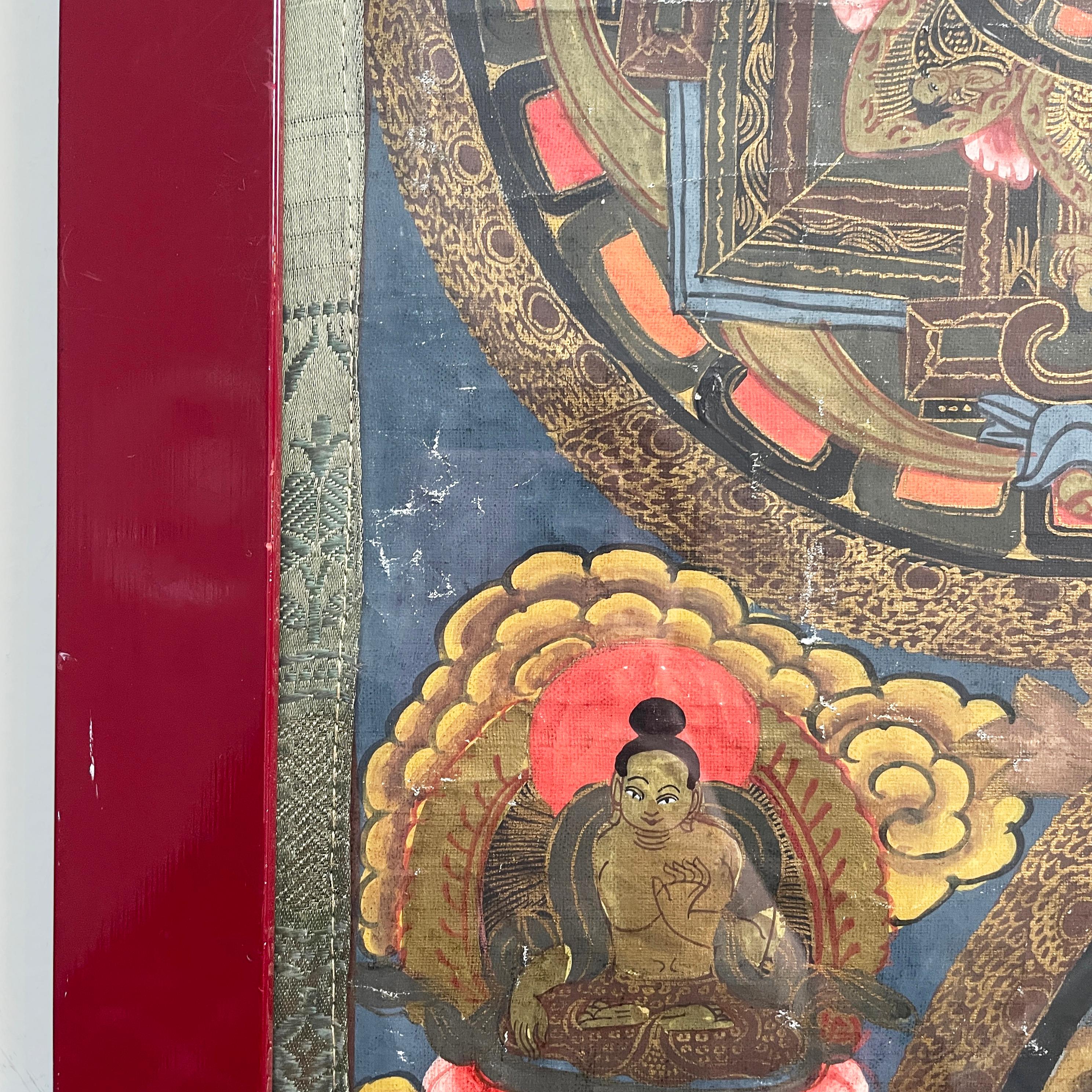 Quadro asiatico batik di religione indiana in cornice di legno, 1900-1990 in vendita 1