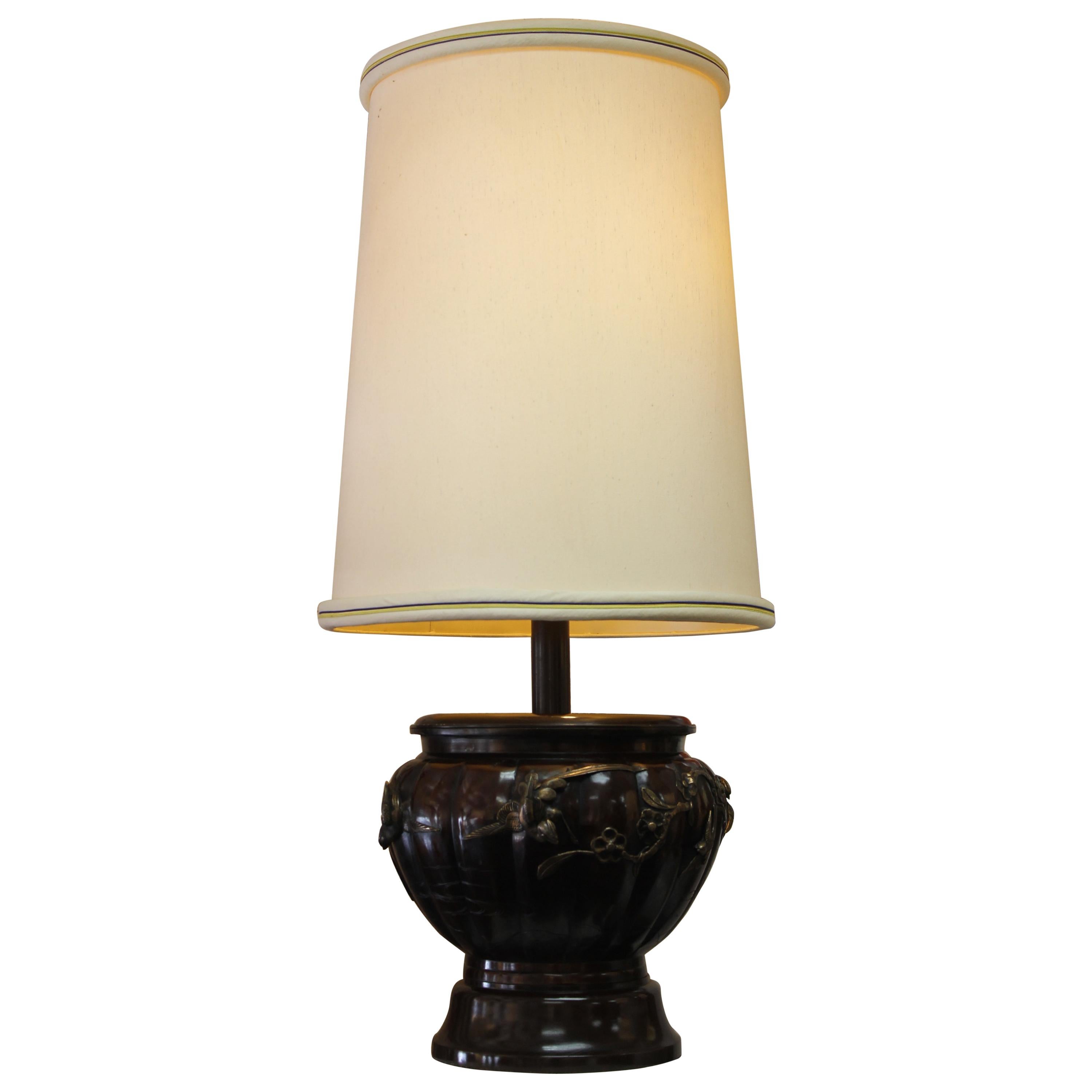 Asian Bird of Paradise Lamp, Original Shade