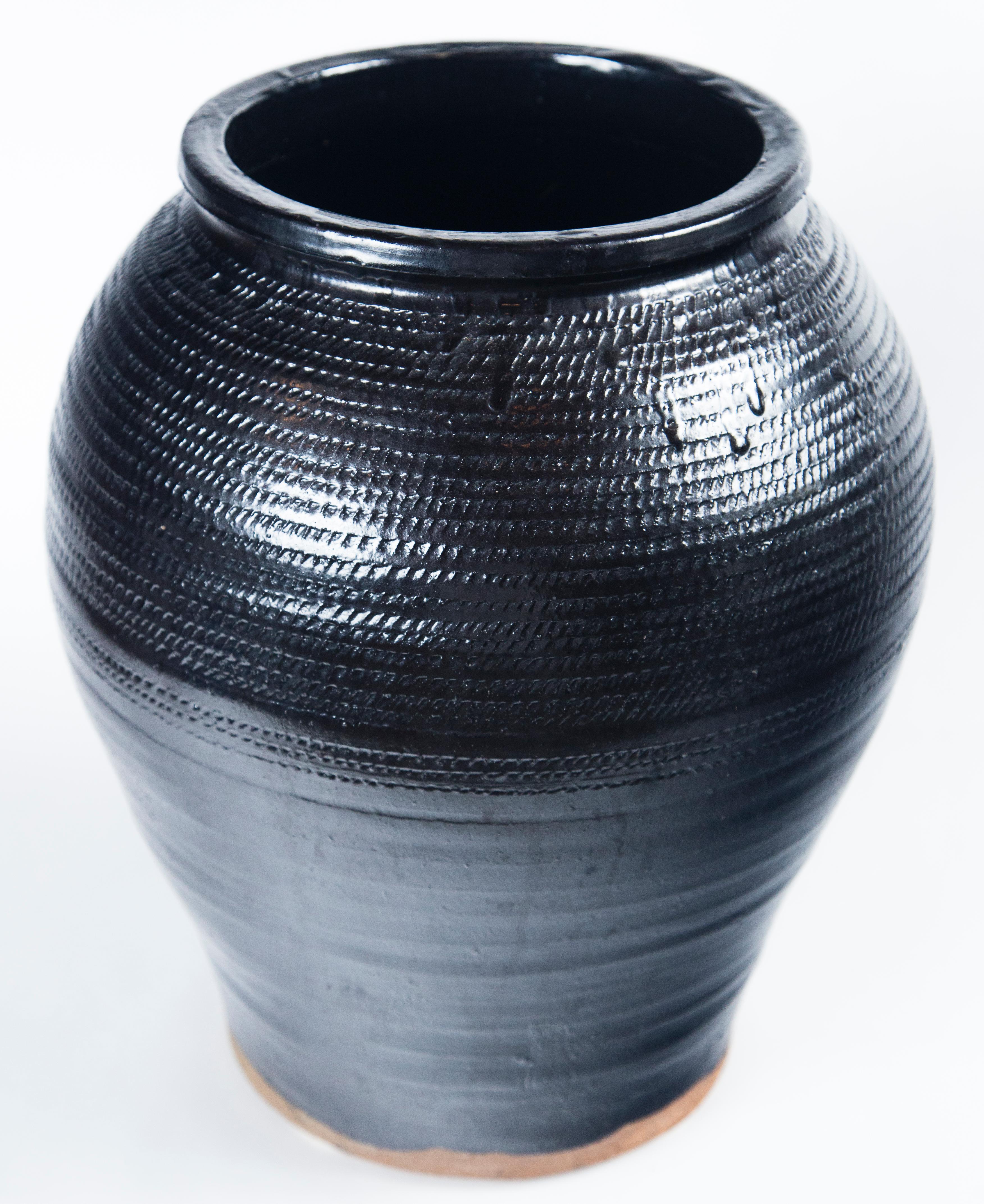 Asian Black Glaze Ceramic Storage Jar, 20th Century 4
