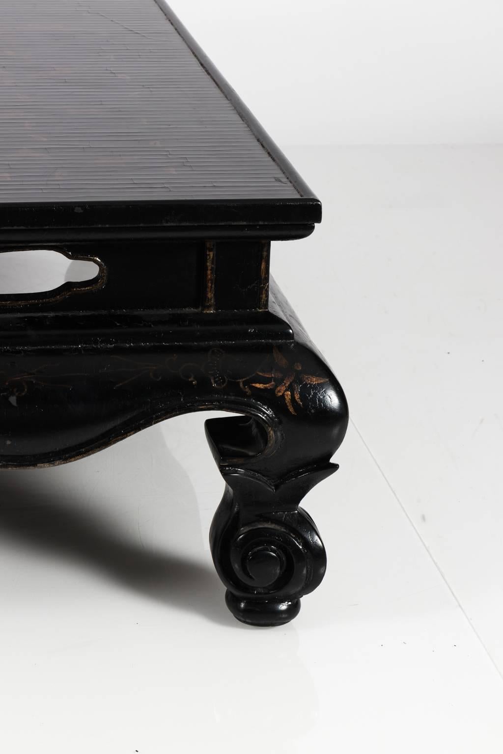 Painted Asian Black Lacquer Cocktail Table