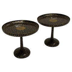 Asian Black Lacquerware and Gold Tazzas, A Pair
