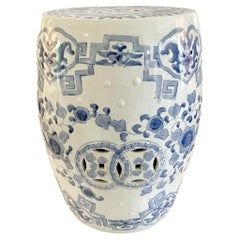 Asian Blue and White Garden Seat