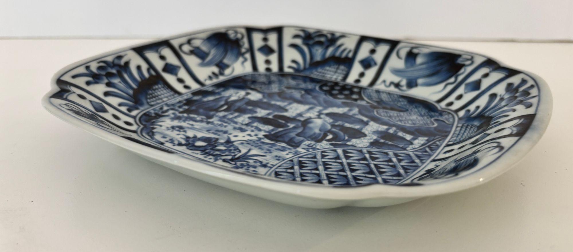 Assiette asiatique en céramique Kraak bleue et blanche Vintage Chinese Export 1950s en vente 5