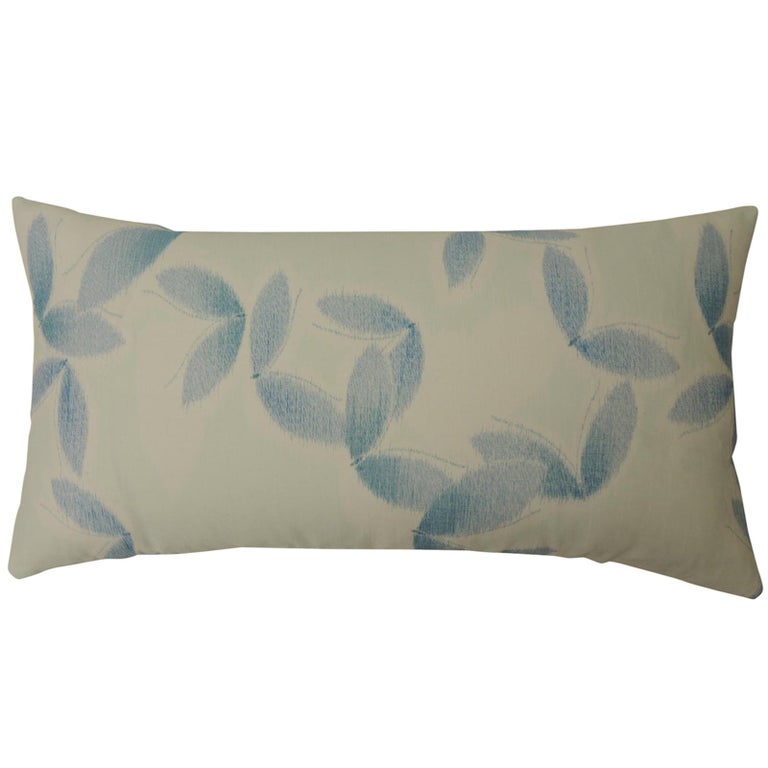 Asian Blue and White "Shiso" Printed Decorative Bolster Pillow For Sale