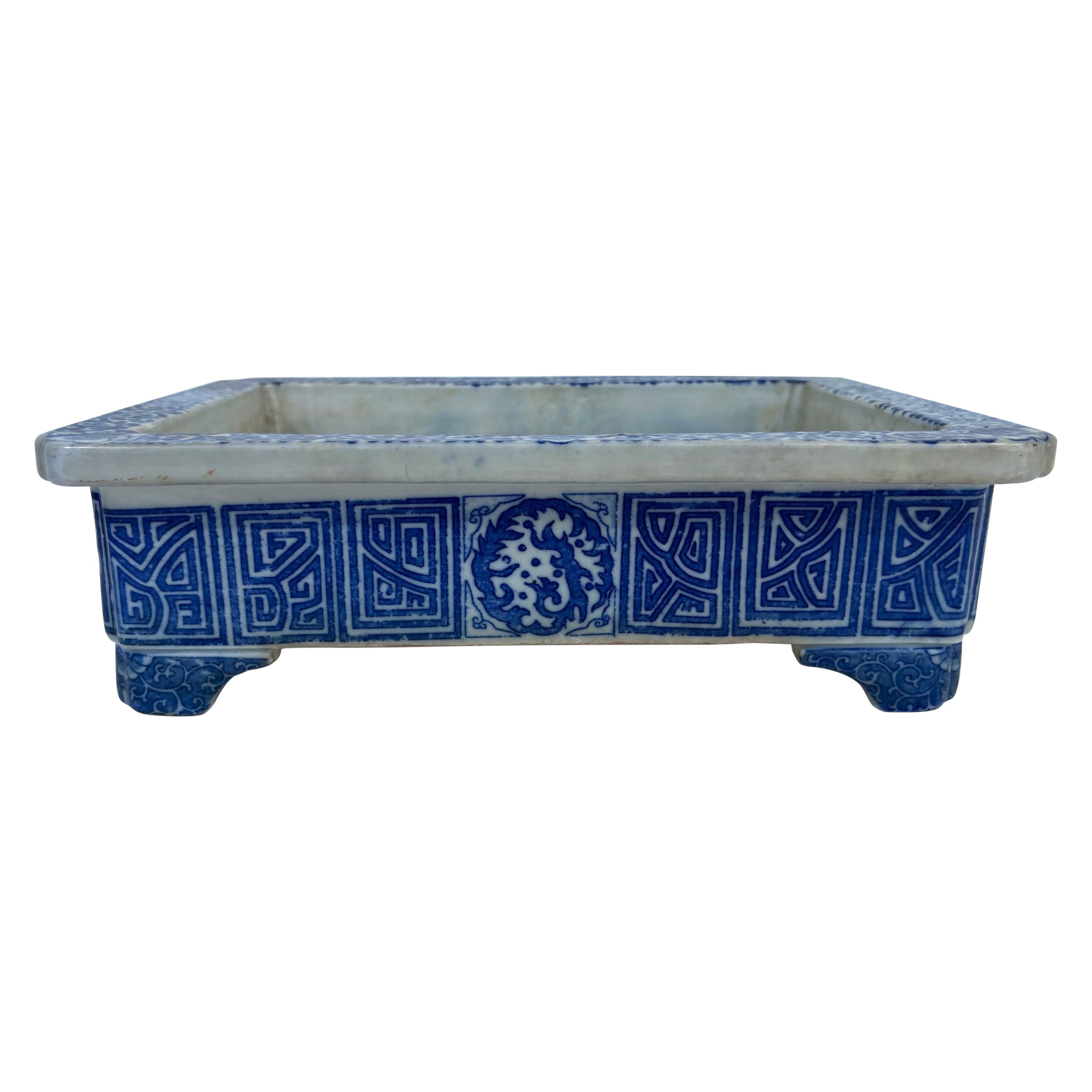Jardinière asiatique bleue et blanche