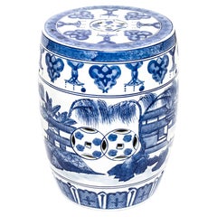 Asian Blue & White Porcelain Garden Seat