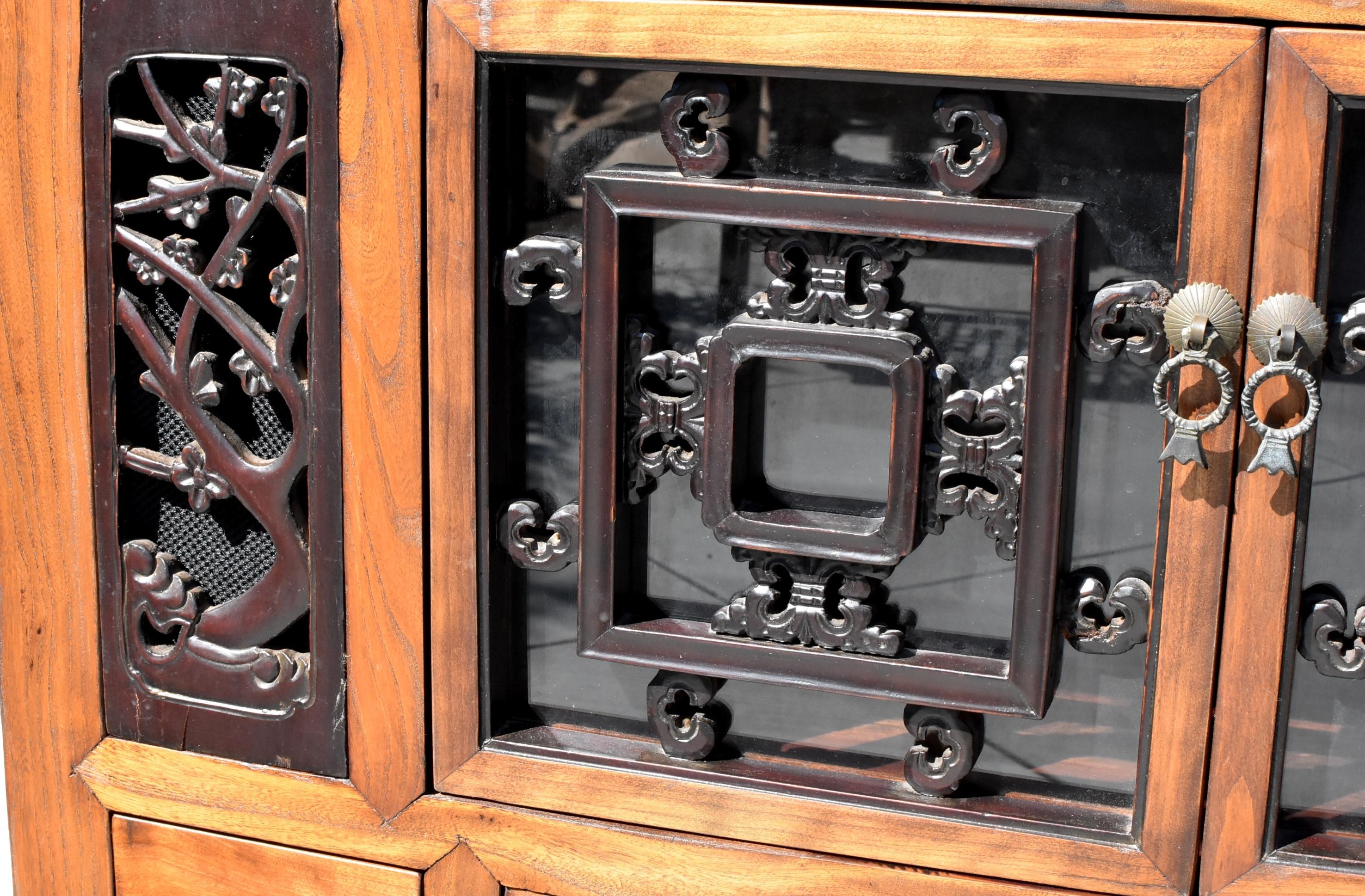 Asian Book Cabinet with Carved Screens 3