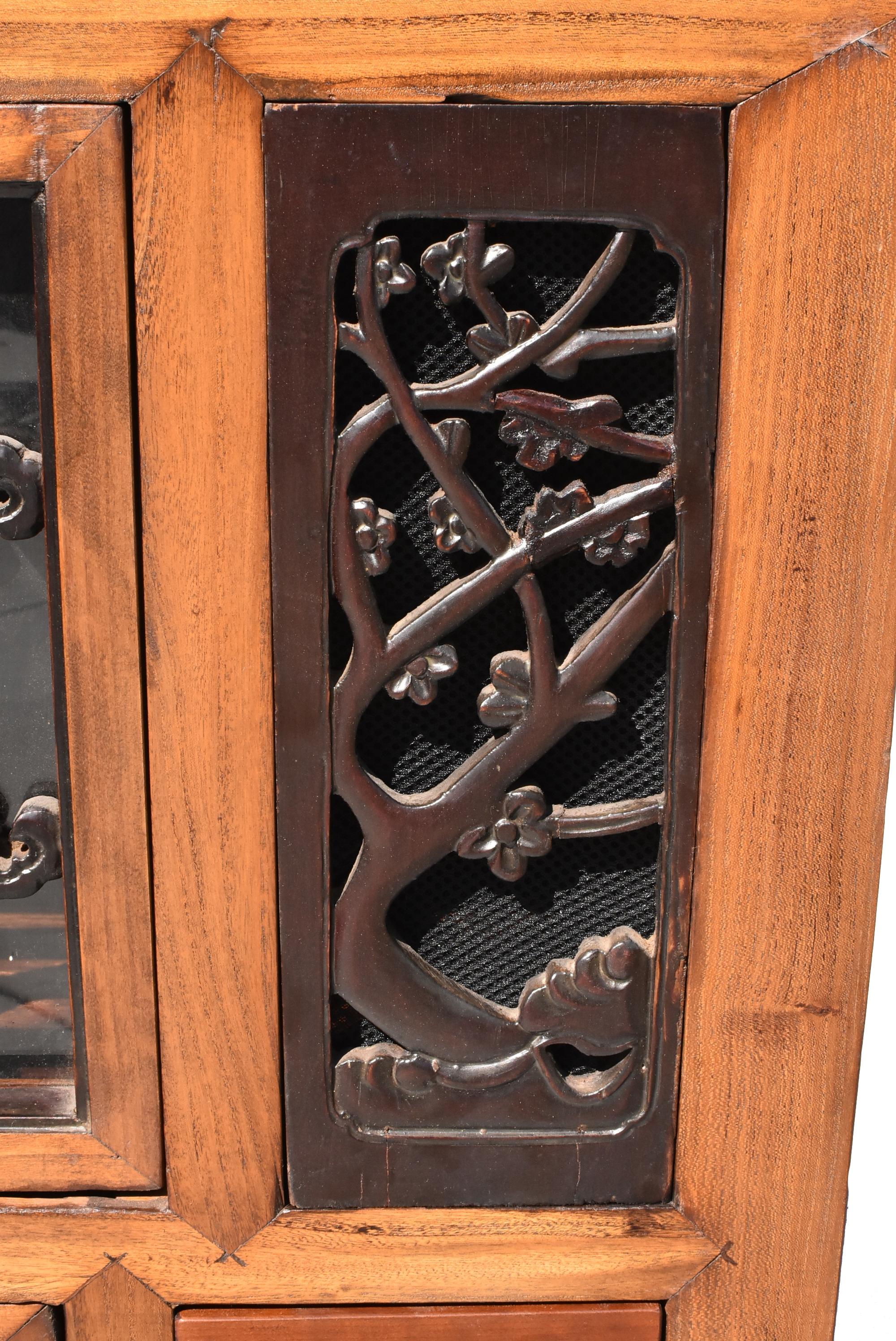 Asian Book Cabinet with Carved Screens 1