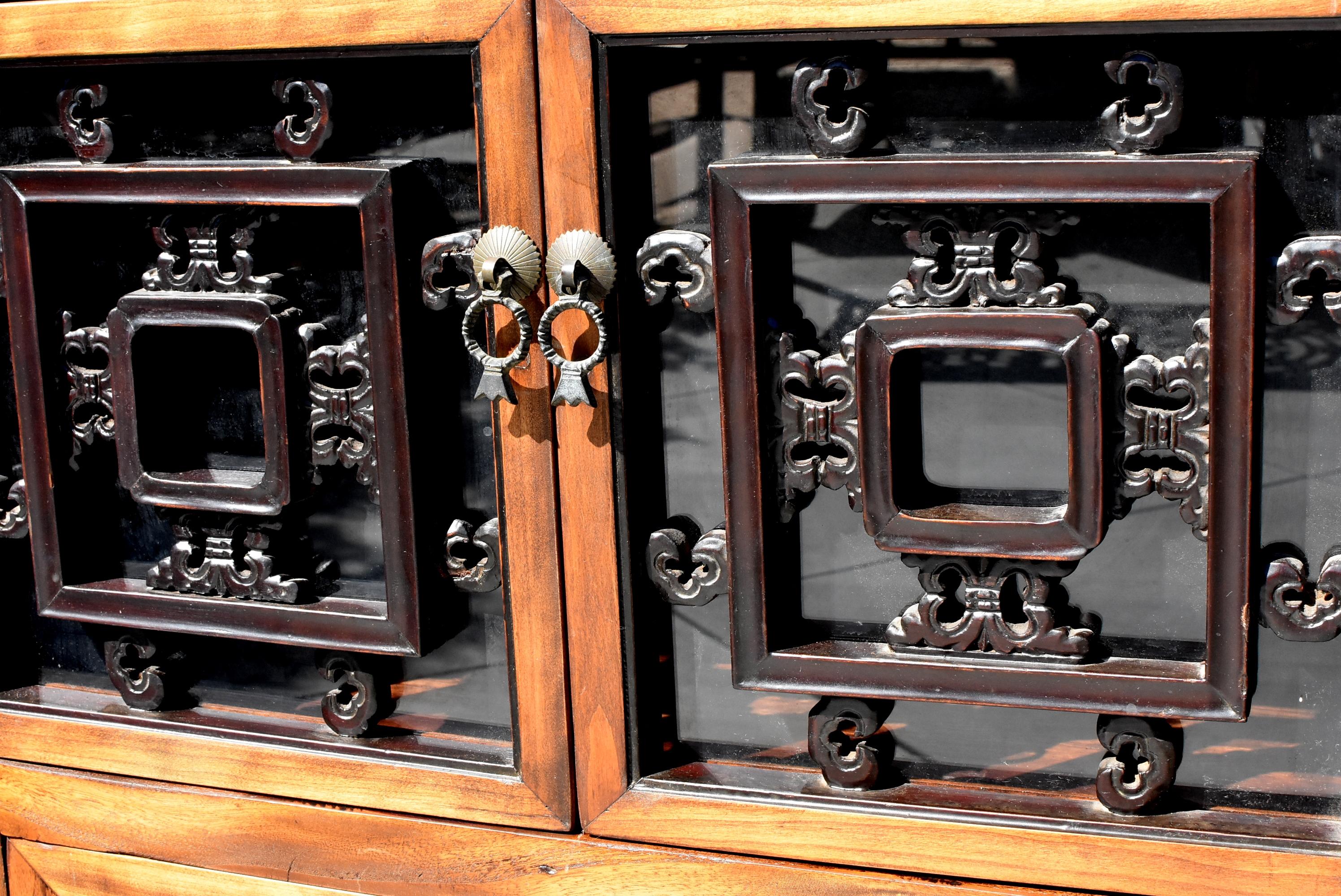 Asian Book Cabinet with Carved Screens 2