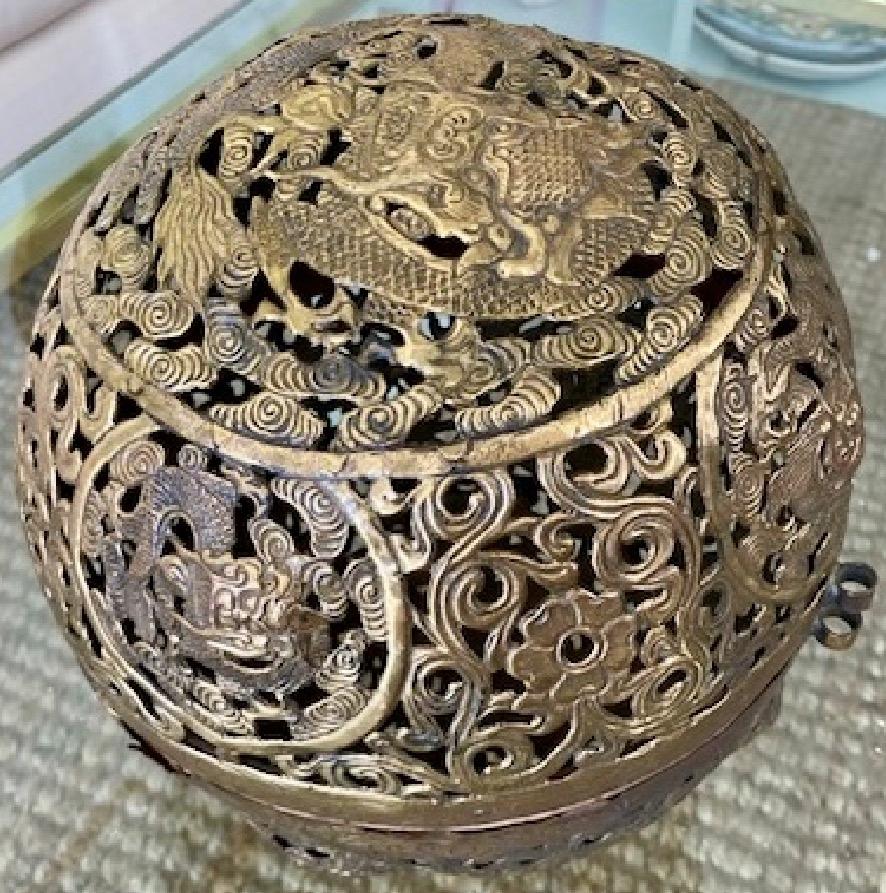 Other Asian Brass Ball Incense Holder For Sale