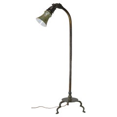 Asian Brass Floor Lamp with Art Glass Shade