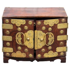 Asian Brass Mounted Hardwood Cabinet