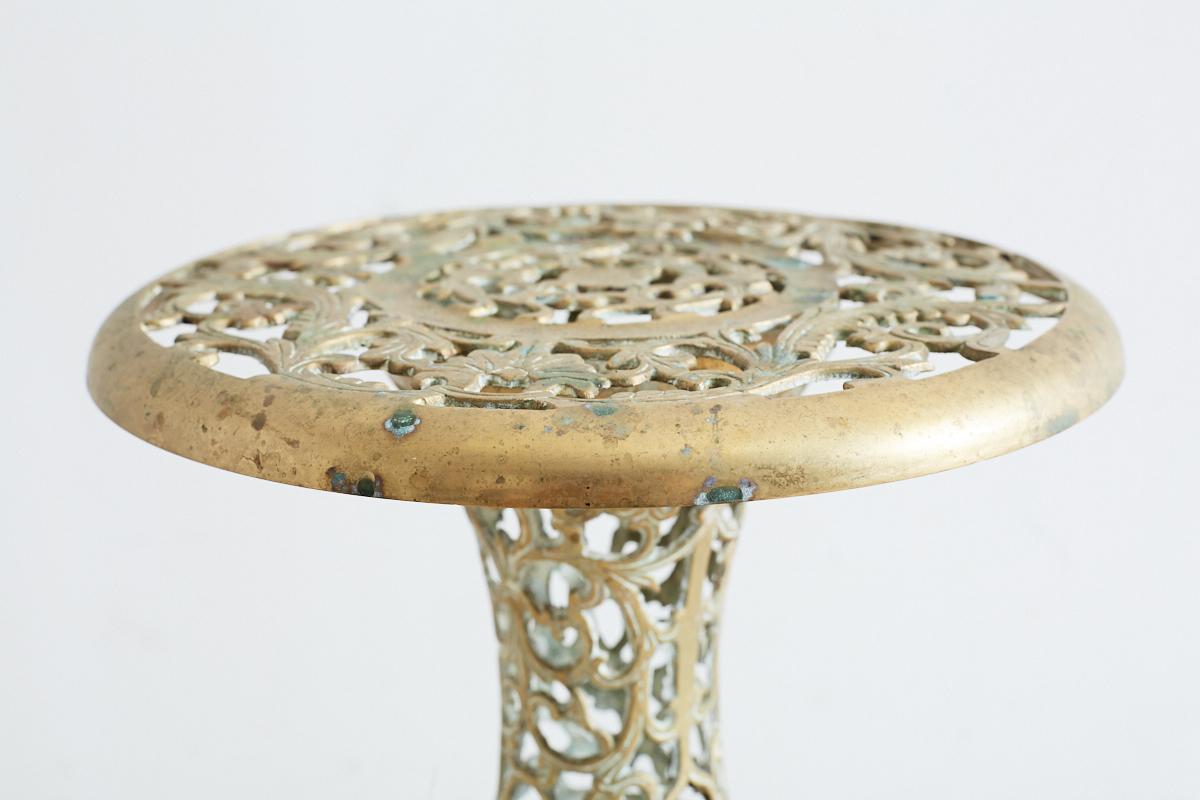 Asian Brass Reticulated Pedestal Drink Table 1