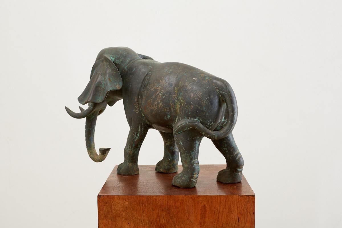 Asian Bronze Elephant Sculpture with Gilt 1