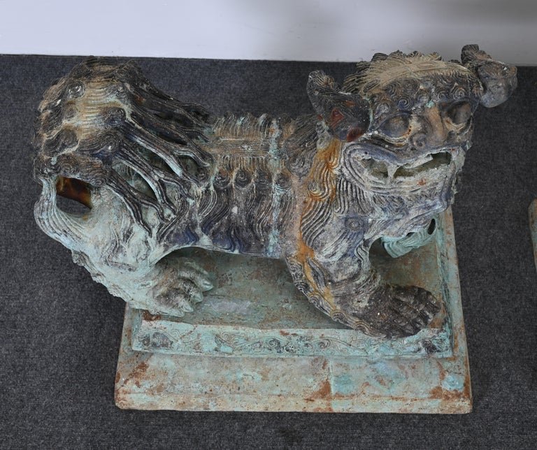 Asian Bronze Foo Dog Garden Statues at 1stDibs