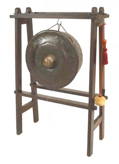 Asian Bronze Gong With Stand