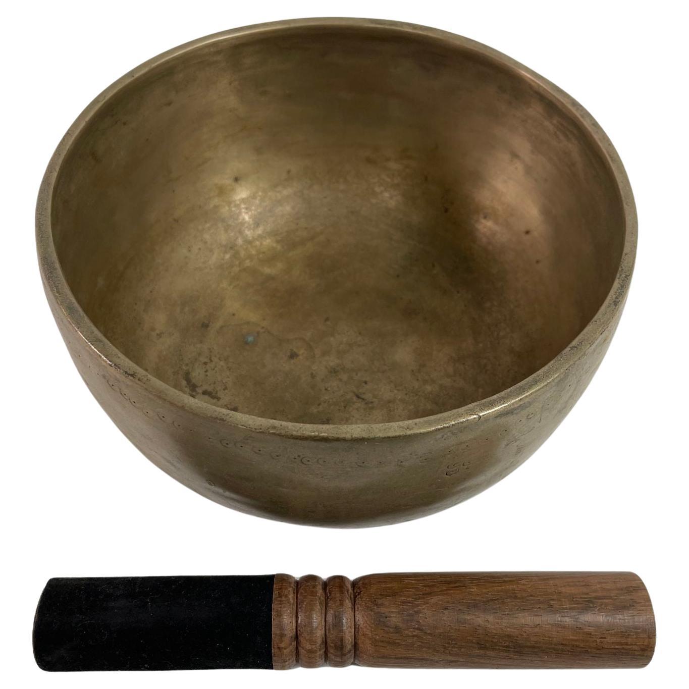 Asian Bronze Hammered Singing Bowl Nepal 1950s For Sale