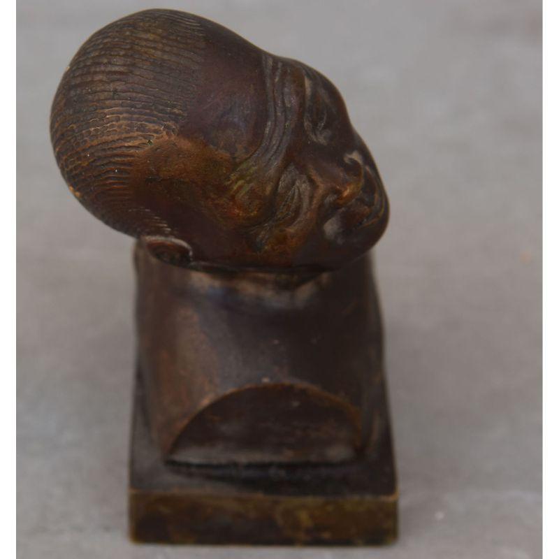 Asian Bronze Man Leaning Head, Early 20th Century For Sale 1