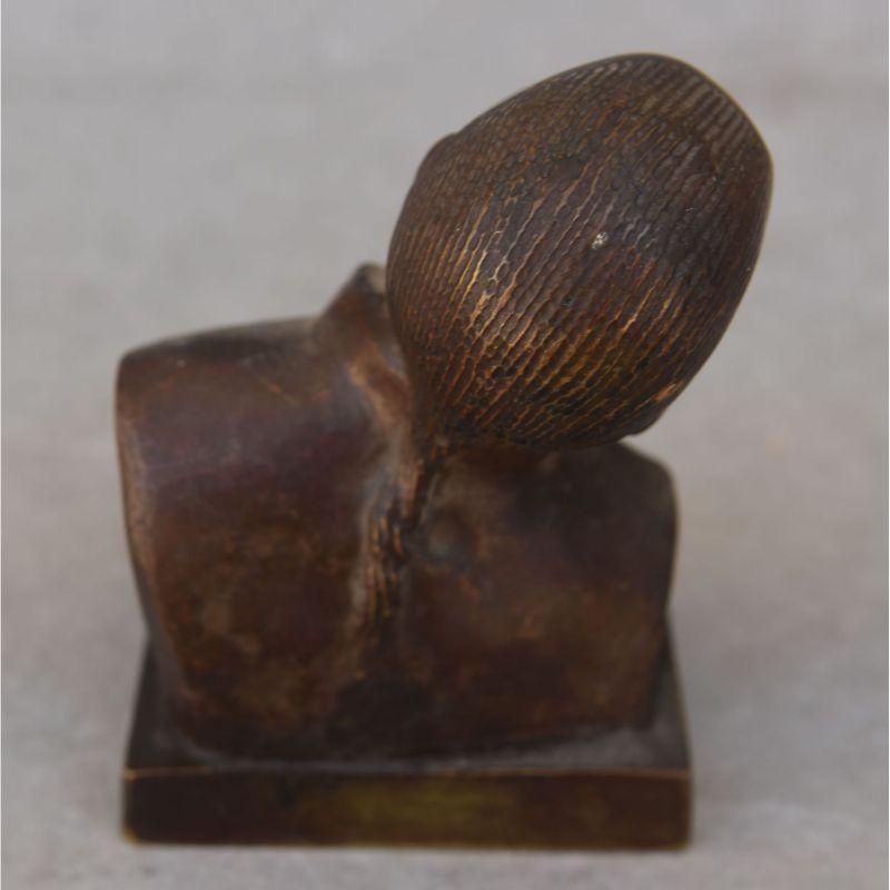 Asian Bronze Man Leaning Head, Early 20th Century For Sale 2