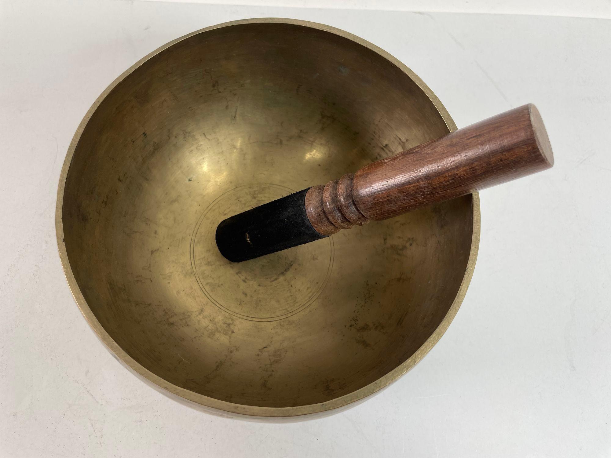 Tibetan Asian Bronze Singing Hammered Bowl 1950s For Sale