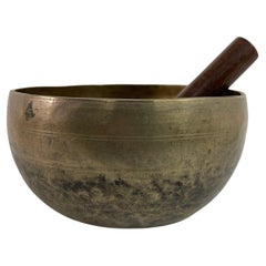 Used Asian Bronze Singing Hammered Bowl 1950s
