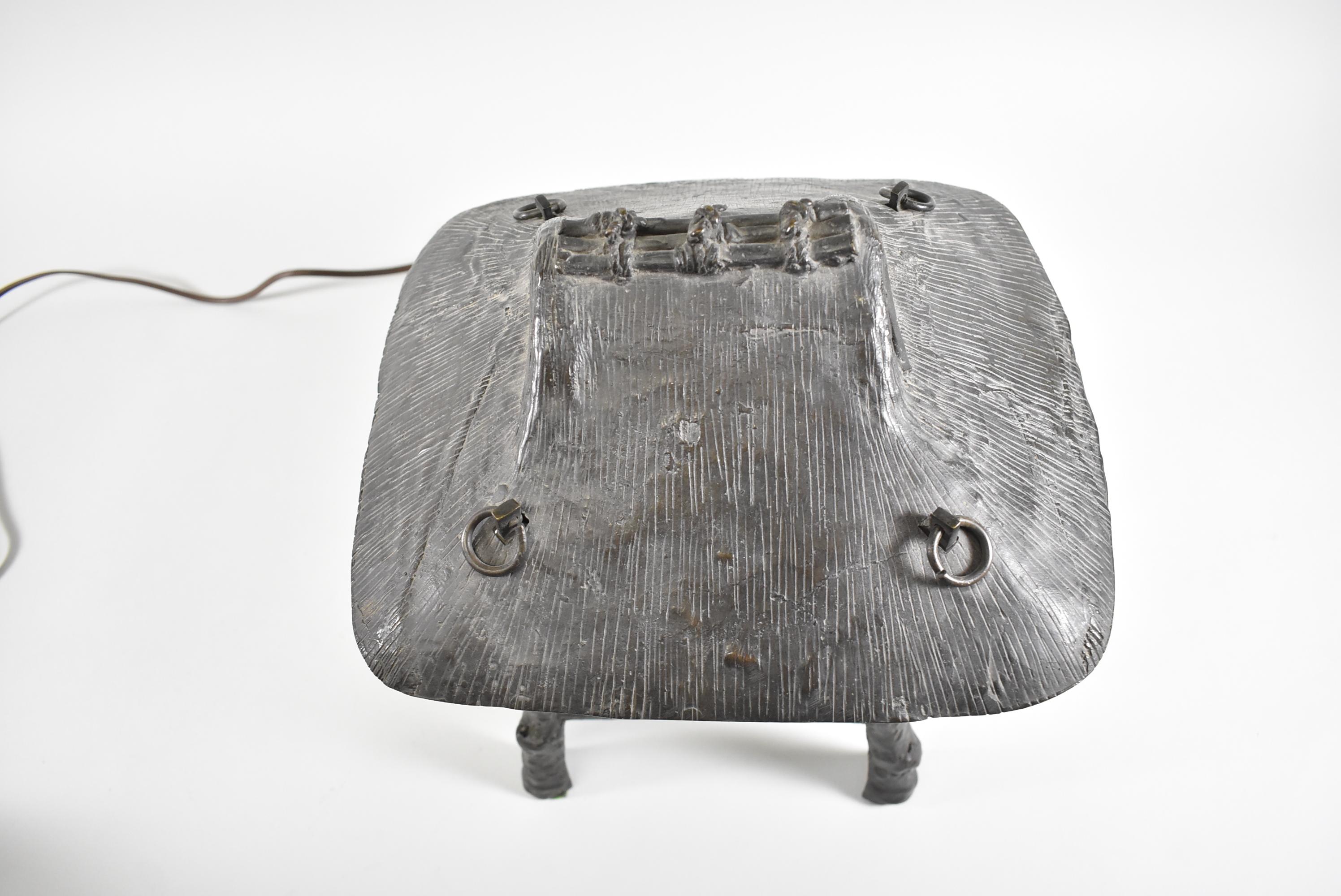 Asian Bronze Spider Web Lamp For Sale 1