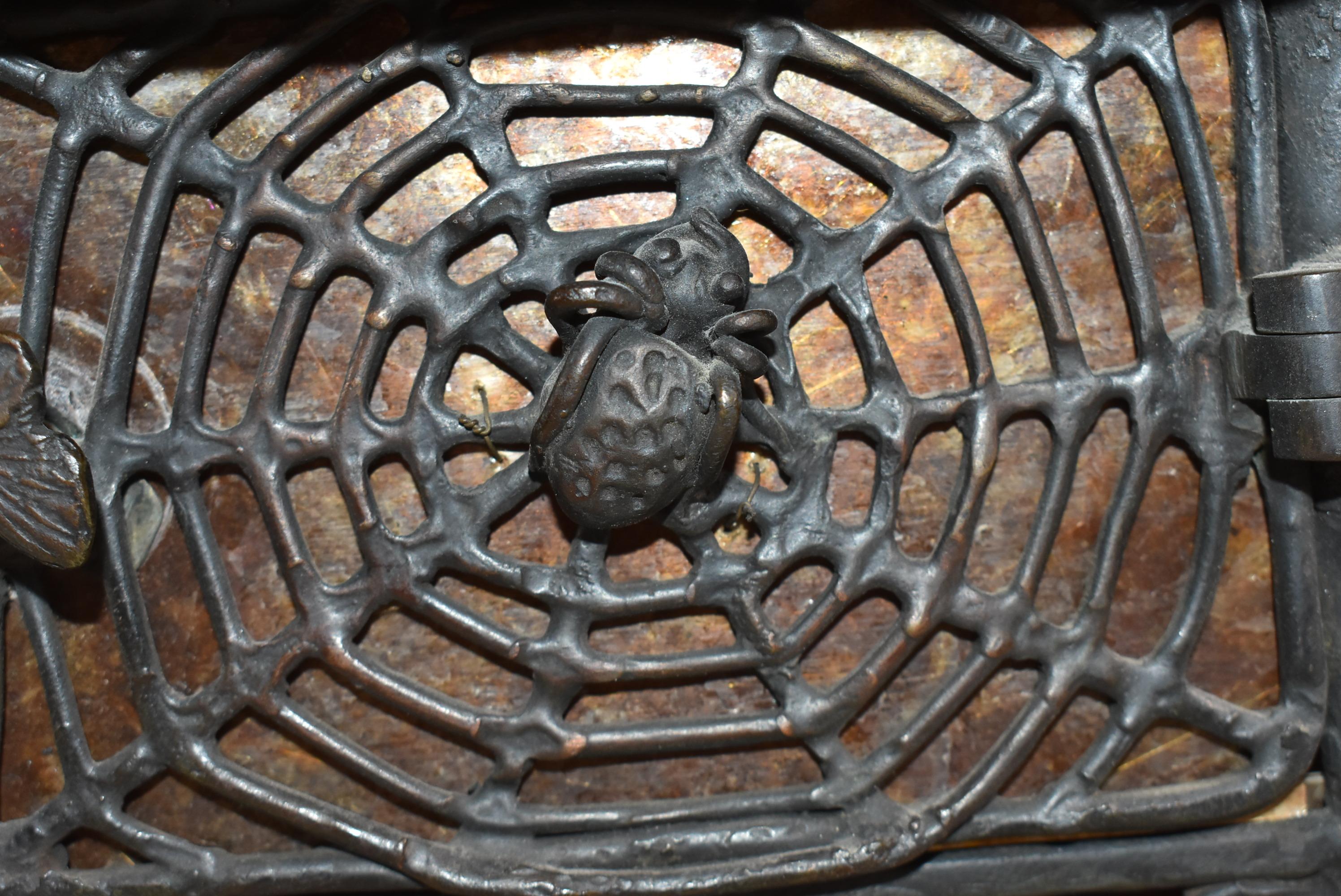 Asian Bronze Spider Web Lamp For Sale 3