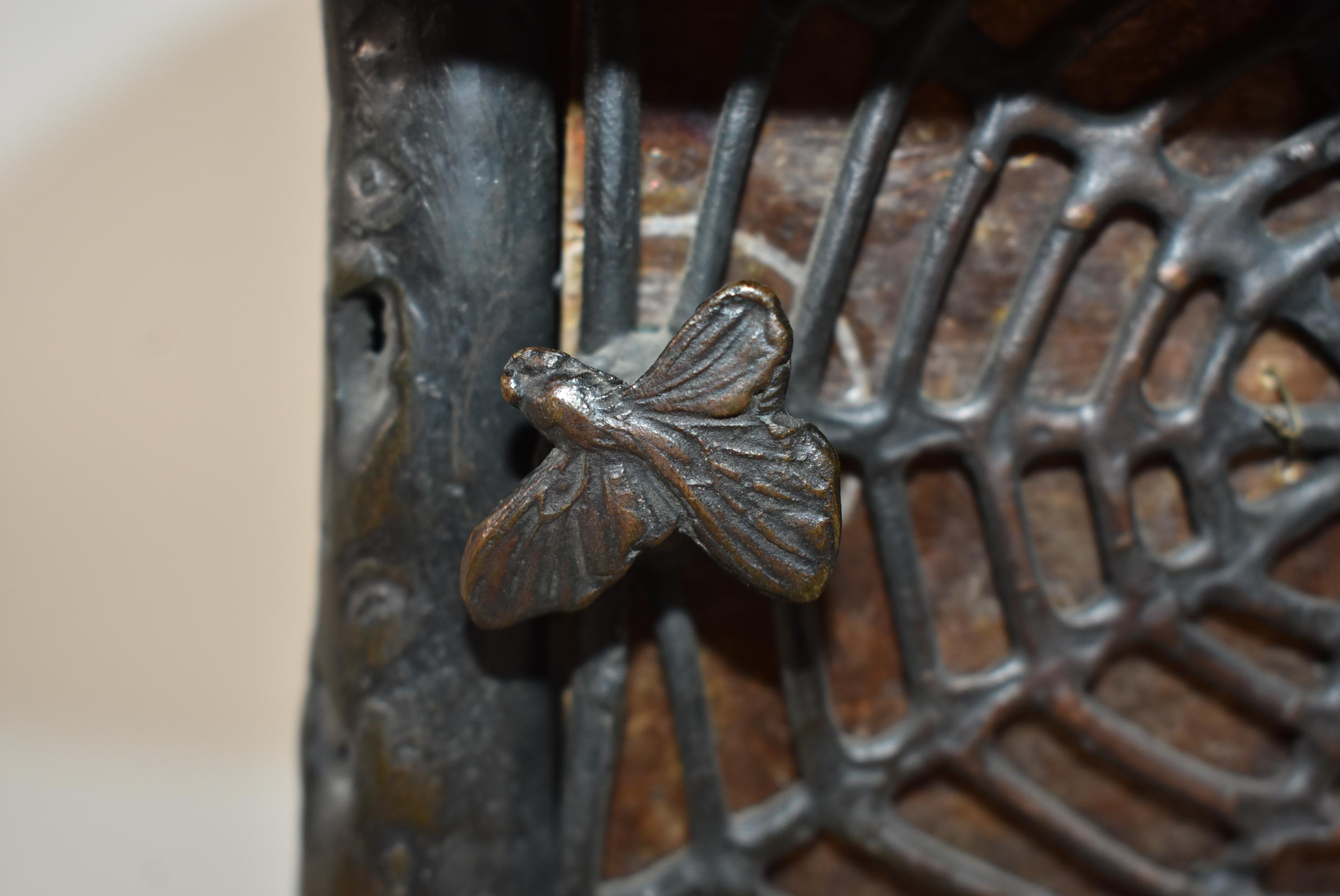 Asian Bronze Spider Web Lamp For Sale 4