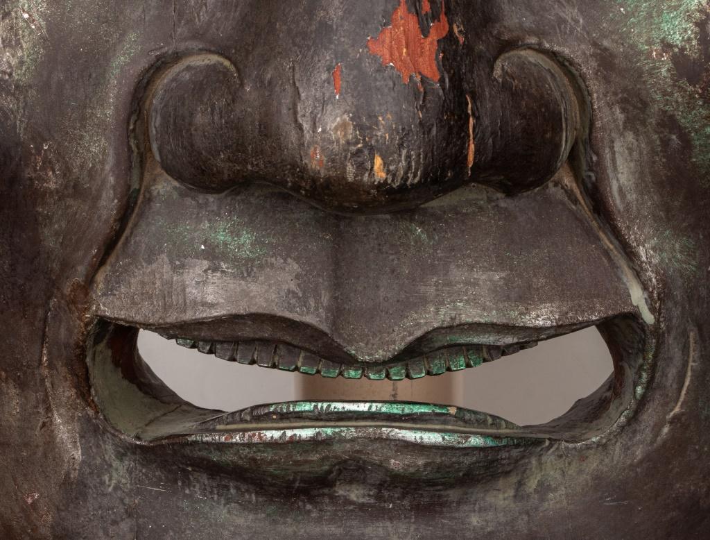 Carved Asian Buddha Mask on Karl Springer Custom Base
