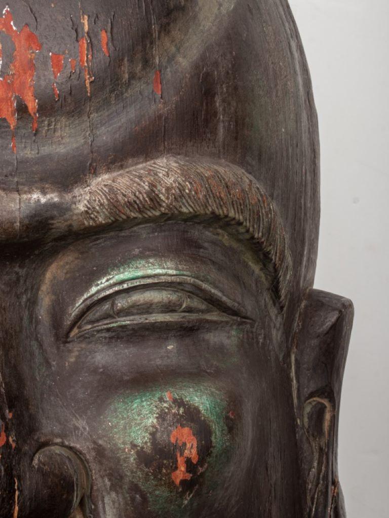 Asian Buddha Mask on Karl Springer Custom Base In Good Condition In New York, NY