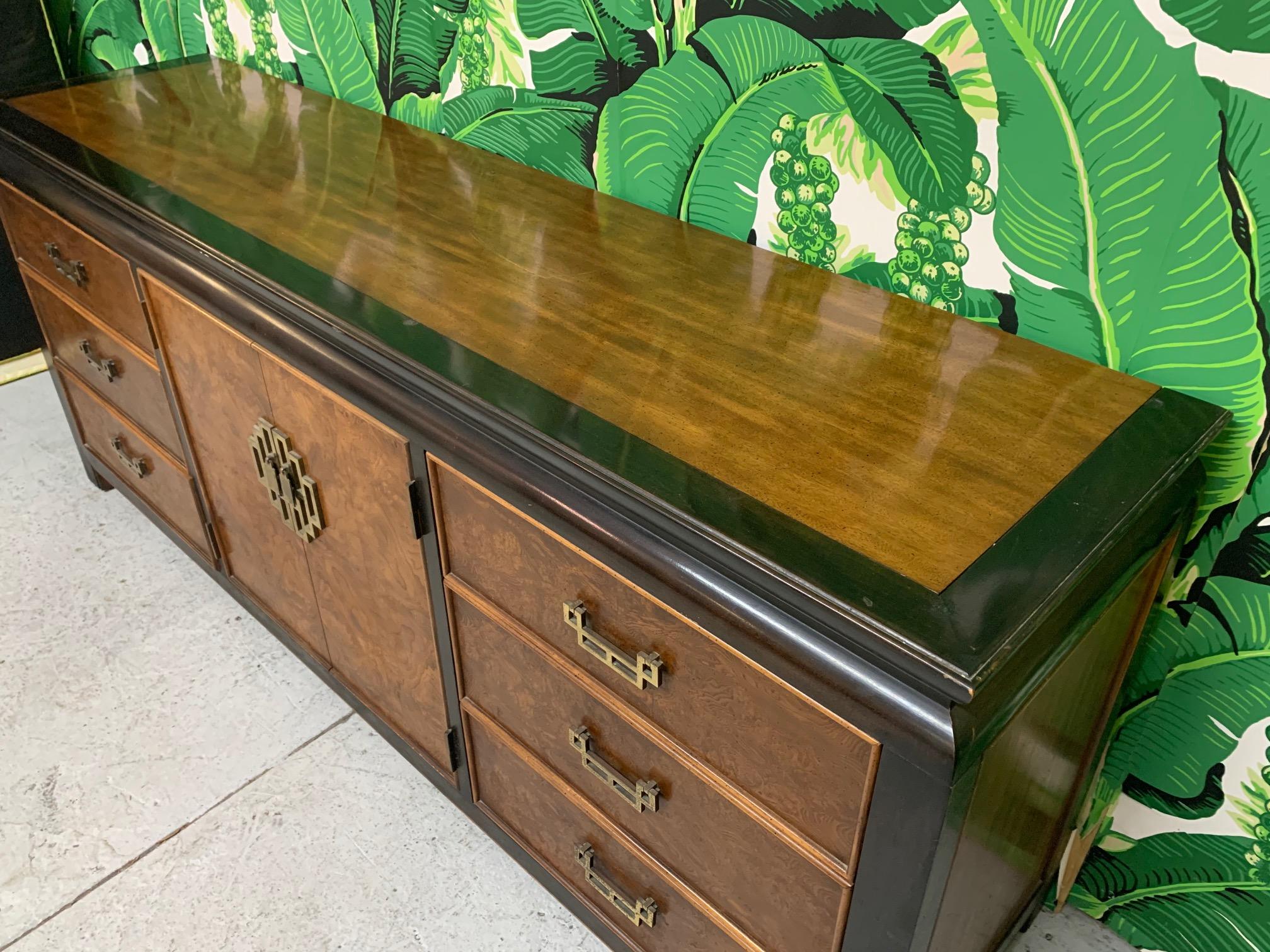 Asian Burl Wood Two-Toned Dresser by Century Furniture In Good Condition In Jacksonville, FL