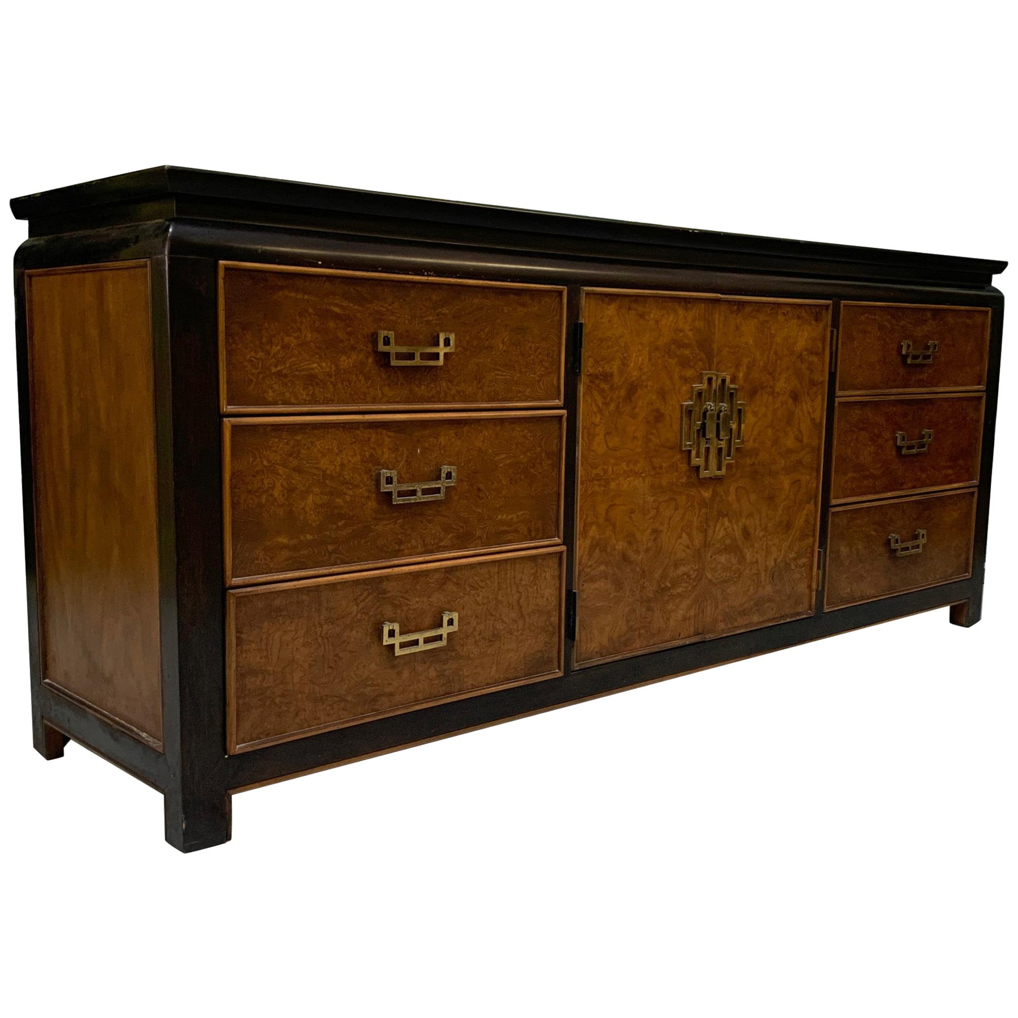 Asian Burl Wood Two-Toned Dresser by Century Furniture