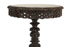 Asian Burmese Carved Rosewood End Table