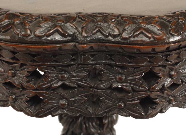 Asian Burmese Carved Rosewood End Table In Good Condition For Sale In New York, NY