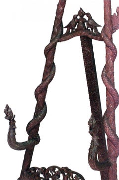Asian Burmese Carved Snake Easel