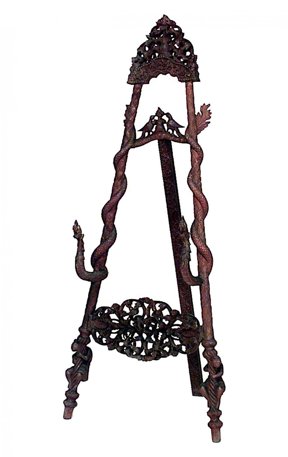 Asian Burmese Carved Snake Easel For Sale