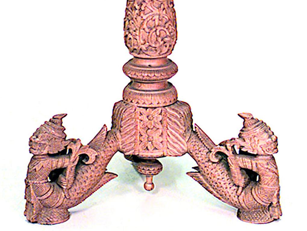 Anglo-Indian Asian Burmese Style Pedestal Base Table For Sale
