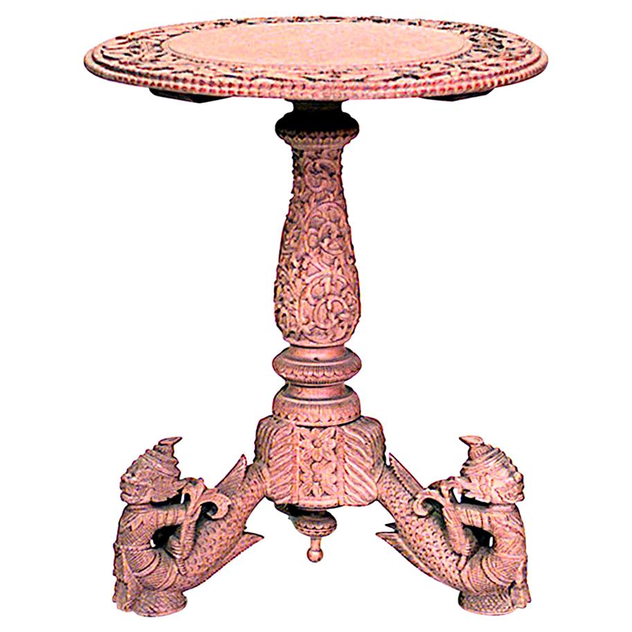 Asian Burmese Style Pedestal Base Table