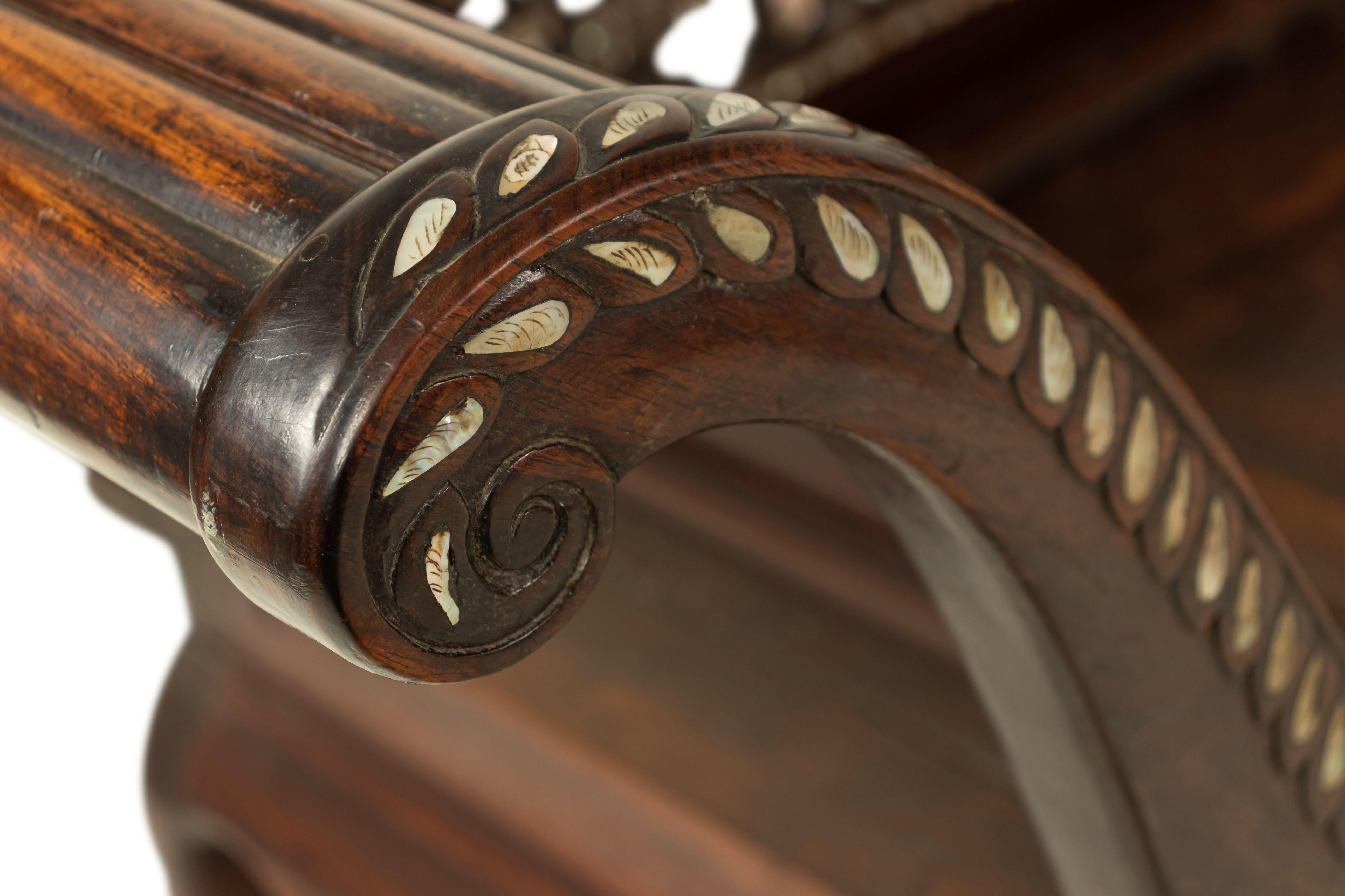 19th Century Asian Burmese Style Rosewood Récamier For Sale