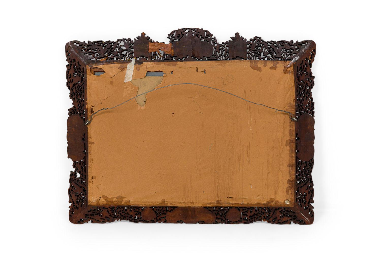 19th Century Asian Burmese Style Teak Filigree Wall Mirror For Sale