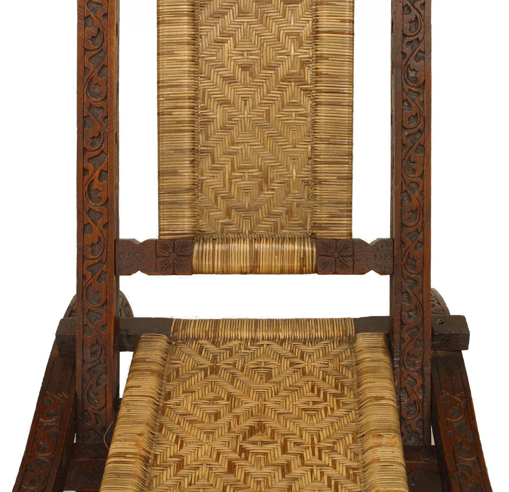 Asian Burmese Teak Folding Side Chairs For Sale 1