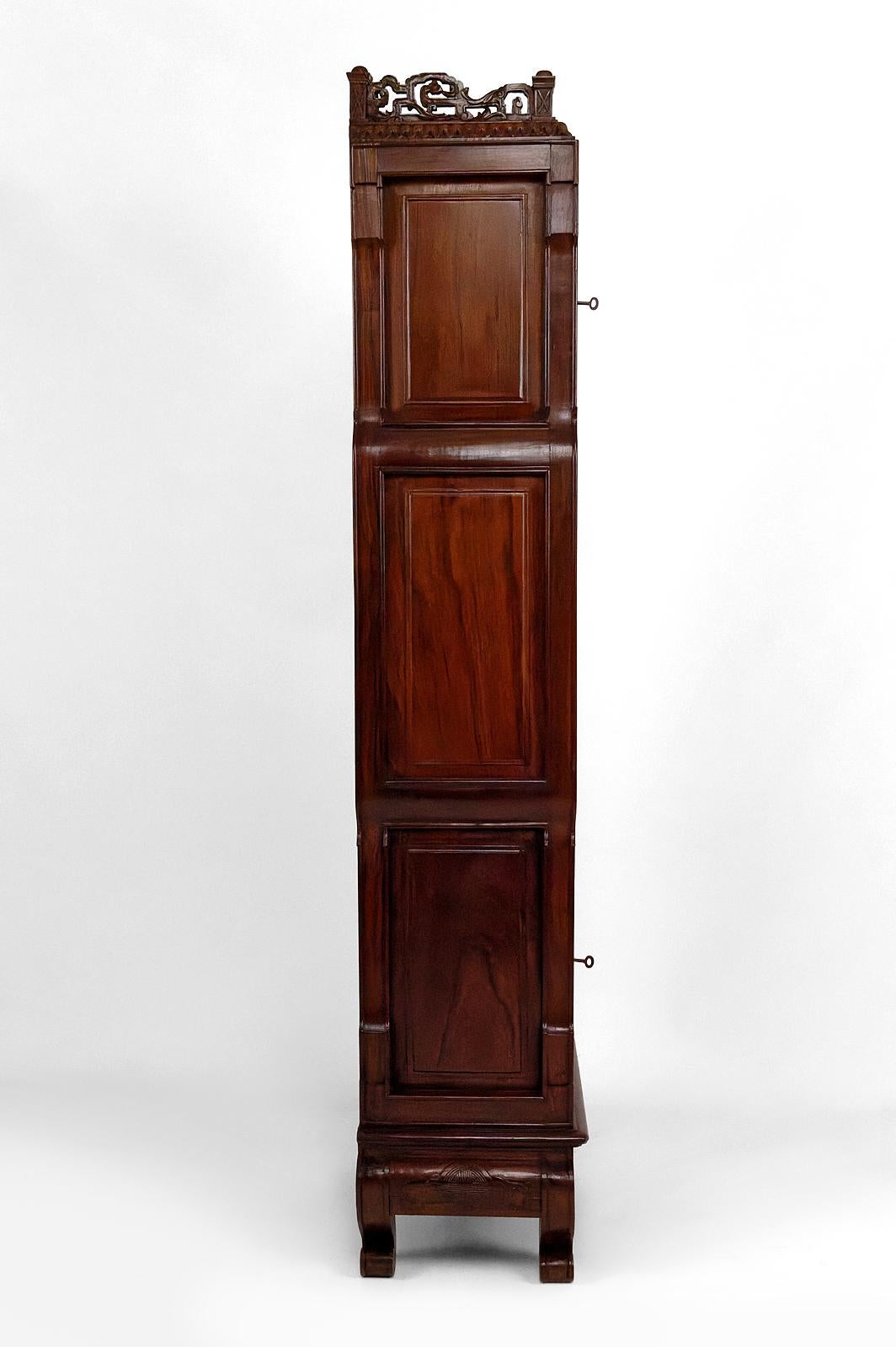Late 19th Century Asian Cabinet in carved wood with Bats, Vietnam or South China, Circa 1880 For Sale