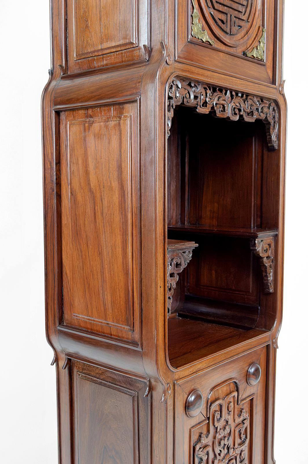 Asian Cabinet in carved wood with Bats, Vietnam or South China, Circa 1880 For Sale 1