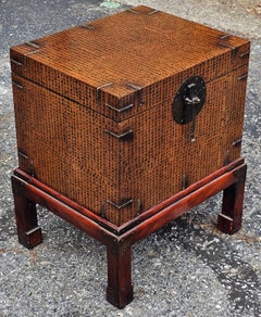 Asian Calligraphy Mounted Hinged Box on Stand