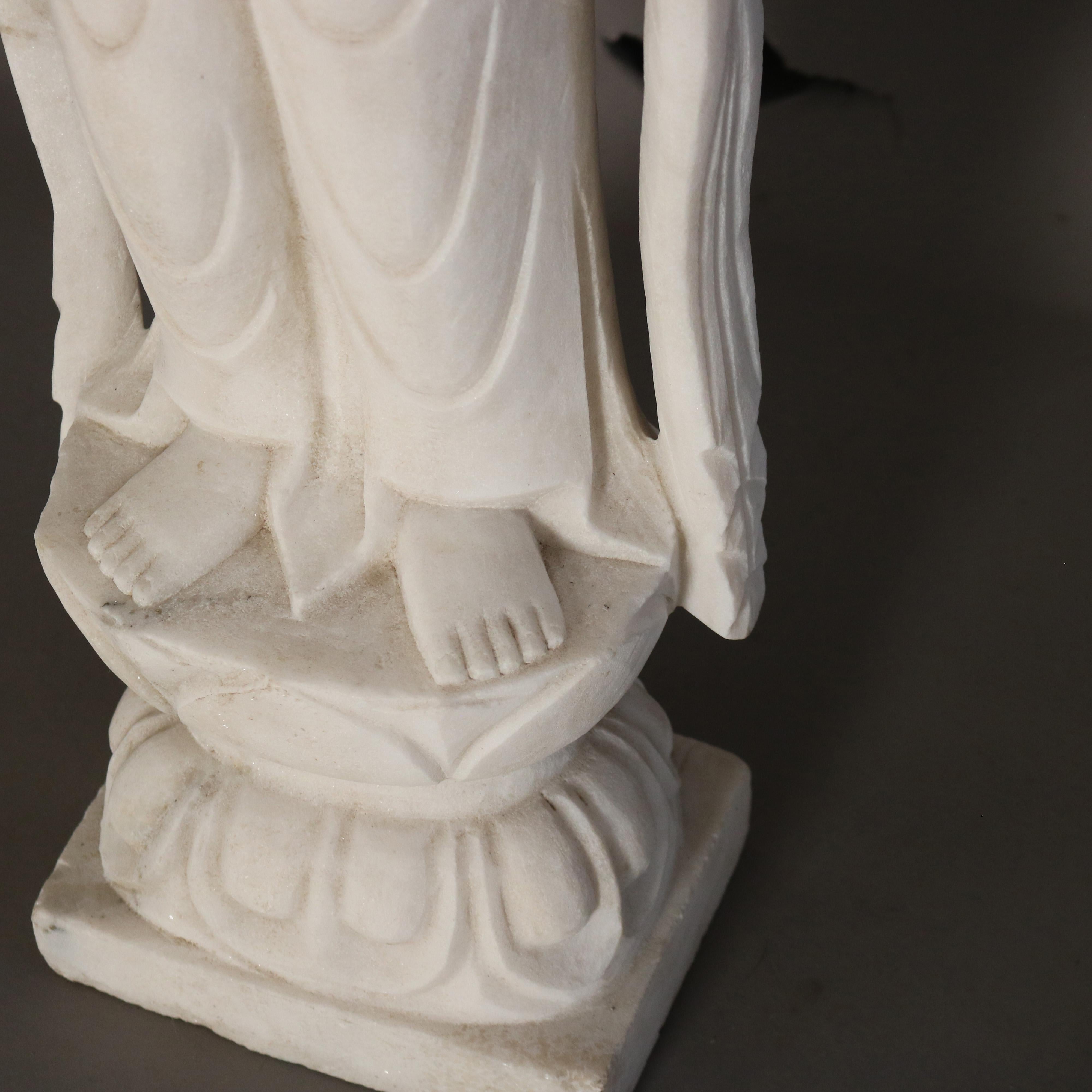 Asian Carved Alabaster Buddha Figure 20thC 1