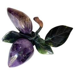 Prugne asiatiche intagliate di ametista Foglie di giada Frutti di pietra dura
