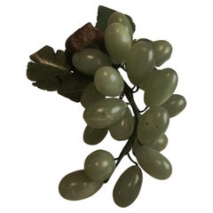 Racimo de uvas tallado en jade asiático/Racimo de frutas de piedra dura con hojas Decorativo